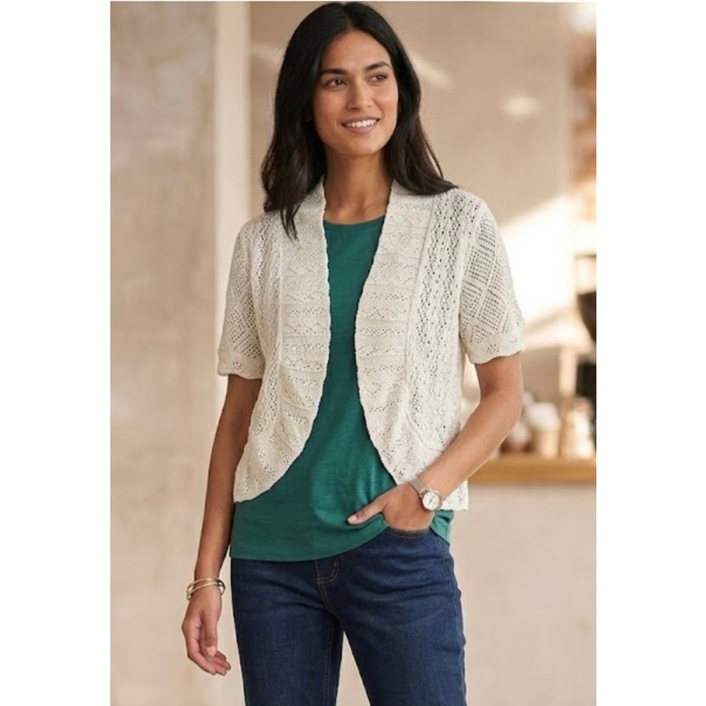 Perceptions White Open-Knit bolero /Shrug size S